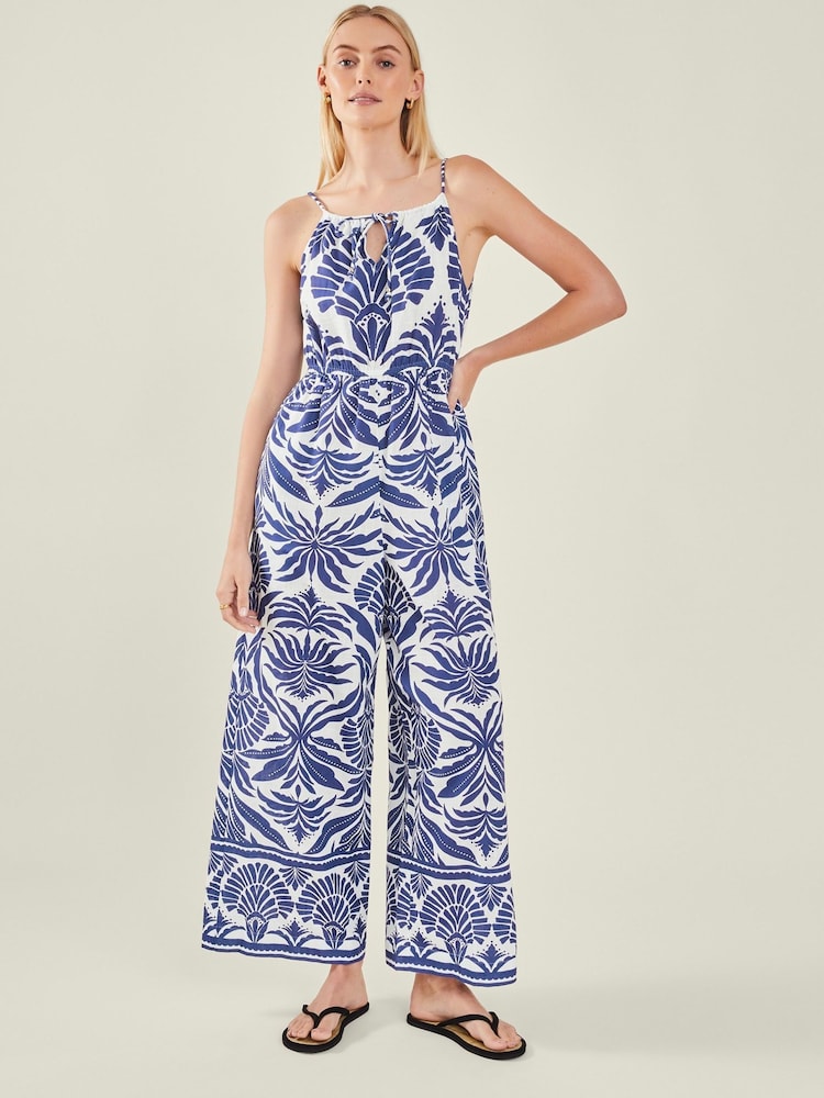 Accessorize Sleeveless 100% Cotton Ornamental Print Jumpsuit - Imagen 1 de 4