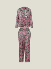 Accessorize Pink/Green Paisley Satin Long Pyjama Set - Image 4 of 4