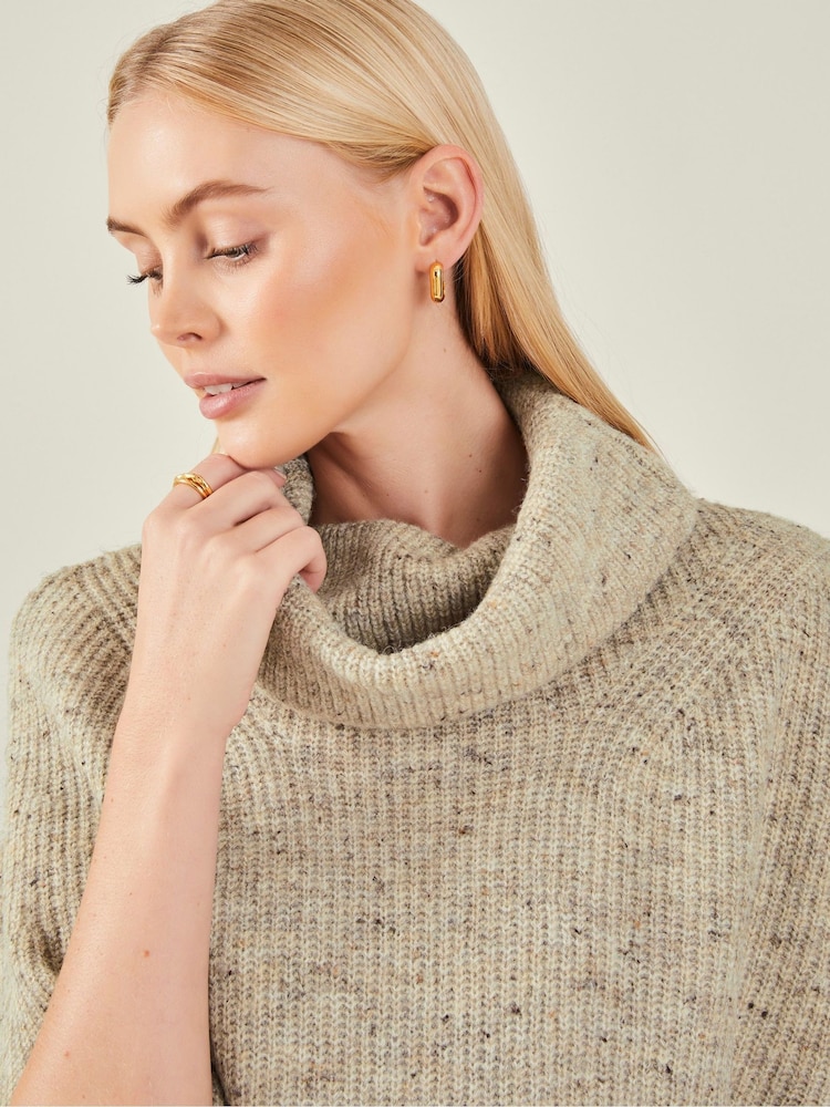 Accessorize Brown Roll Neck Knit Poncho - Image 2 of 4 Accessorize Brown Roll Neck Knit Poncho - Image 2 of 4