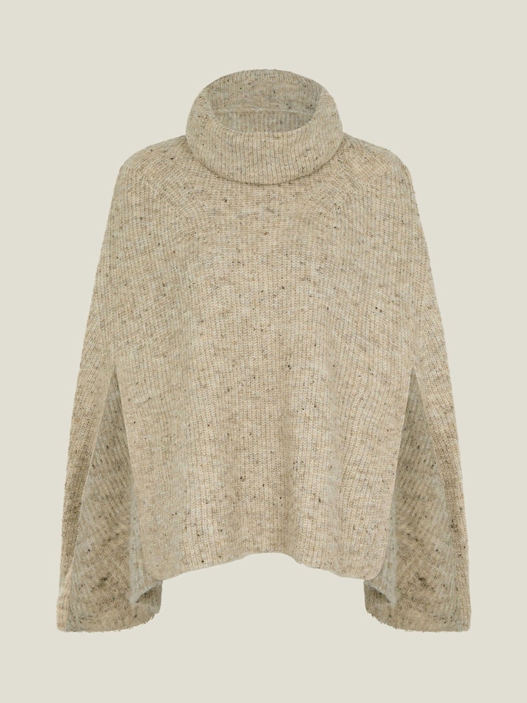 Accessorize Brown Roll Neck Knit Poncho - Image 4 of 4 Accessorize Brown Roll Neck Knit Poncho - Image 4 of 4