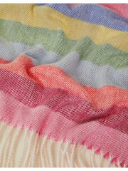 Accessorize Pink Rainbow Stripe Fringe Winter Blanket Scarf - Image 3 of 3