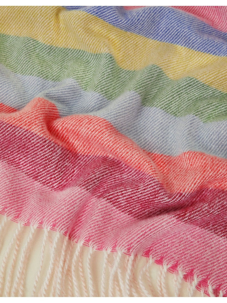 Accessorize Pink Rainbow Stripe Fringe Winter Blanket Scarf - Image 3 of 3