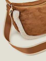 Accessorize Brown Sherpa Trim Suedette Sling Bag - Image 3 of 3