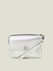 Accessorize Silver Metallic Faux Leather Crossbody Bag - Image 1 of 5