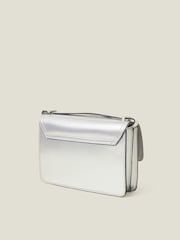 Accessorize Silver Metallic Faux Leather Crossbody Bag - Image 2 of 5