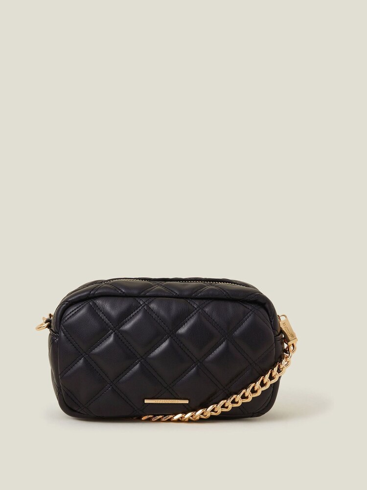 Accessorize Black Quilted Chunky Chain Camera Bag - Image 1 of 1