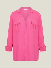 Accessorize Pink Long Sleeve Crinkle 100% Cotton Shirt - Image 3 of 3