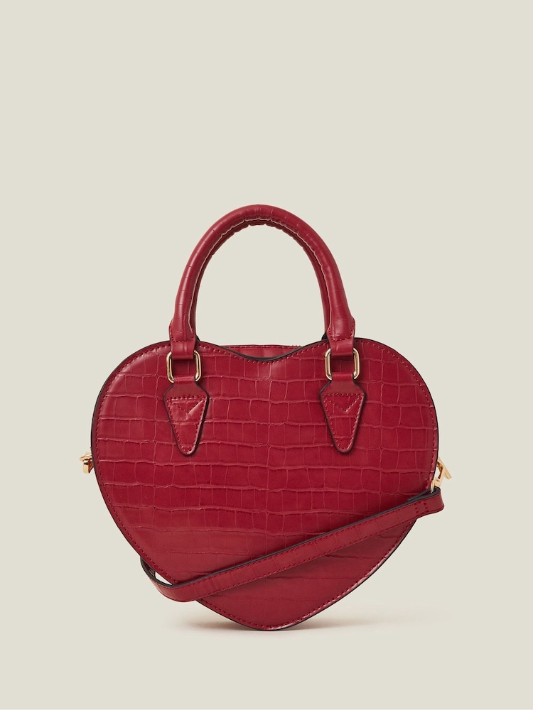 Accessorize Red Faux Leather Heart Crossbody Bag - Image 1 of 2