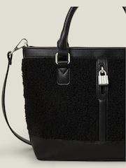 Accessorize Black Shearling Lock Tote Bag - Image 2 of 2