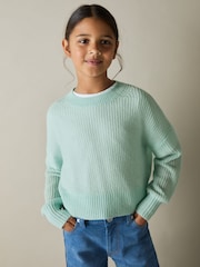 Reiss Aqua Aluna 9-13 yrs Rib-Knit Jumper With Wool and Alpaca - Image 1 of 4