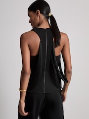 Reiss Black Sanna Atelier Draped Fringe Deep-V Top - Image 5 of 6
