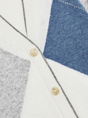 Reiss Blue Stanton 4-9 yrs Argyle Cardigan With Wool And Cashmere - Image 4 of 4