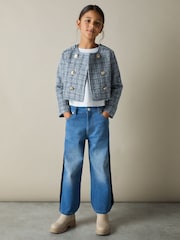 Reiss Blue Magda 9-13 yrs Double-Breasted Bouclé Jacket - Image 1 of 4