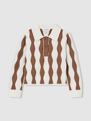 Reiss Ecru Ziggy 13-14 yrs Zig-Zag Knit Collared Jumper - Image 1 of 4