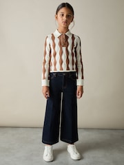 Reiss Ecru Ziggy 13-14 yrs Zig-Zag Knit Collared Jumper - Image 3 of 4
