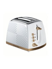Russell Hobbs White and Gold Groove 2 Slice Toaster - Image 2 of 5