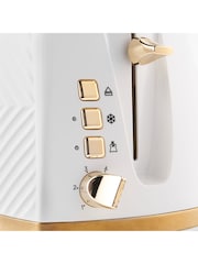 Russell Hobbs White and Gold Groove 2 Slice Toaster - Image 4 of 5