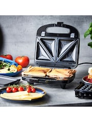 Russell Hobbs Black and Silver 3 in 1 Deep Fill Sandwich Maker - Image 1 of 6