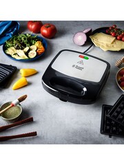 Russell Hobbs Black and Silver 3 in 1 Deep Fill Sandwich Maker - Image 3 of 6