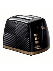 Russell Hobbs Black and Gold Groove 2 Slice Toaster - Image 2 of 5