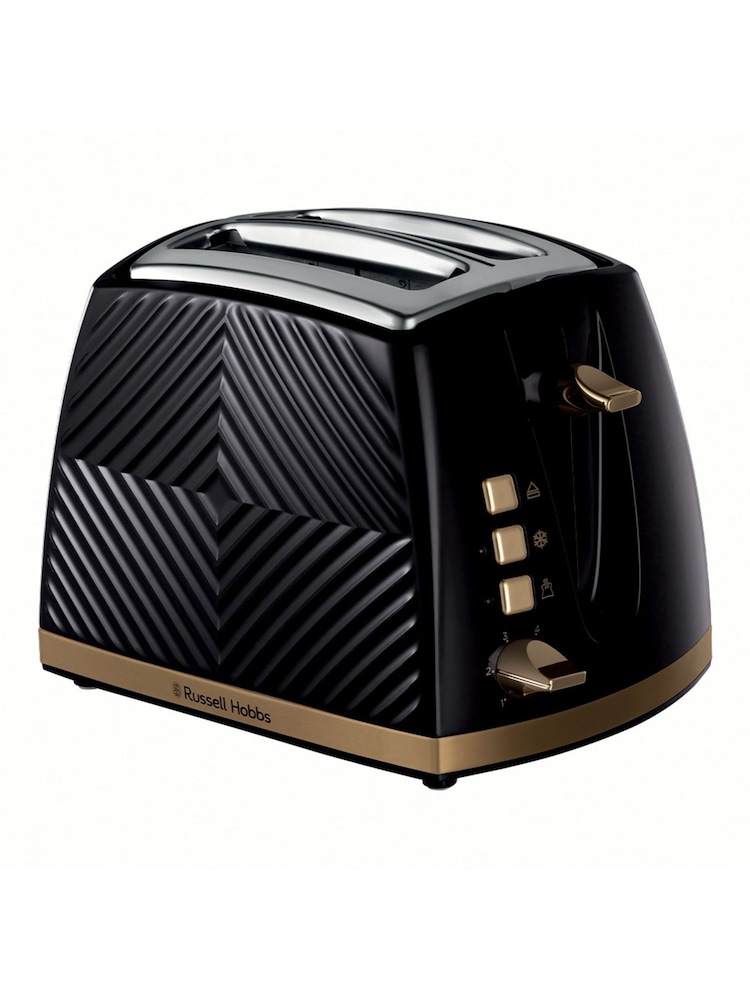 Russell Hobbs Black and Gold Groove 2 Slice Toaster - Image 2 of 5