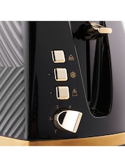 Russell Hobbs Black and Gold Groove 2 Slice Toaster - Image 4 of 5