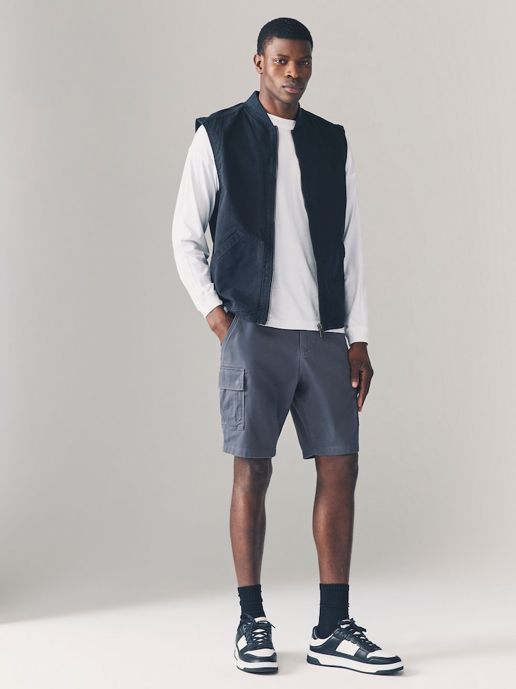 Blue Stretch Cargo Shorts - Image 2 of 8