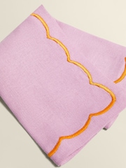 The Platera Set of 2 Pink Wave Embroidery Border Napkins - Image 1 of 3