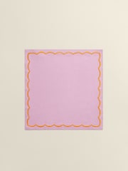 The Platera Set of 2 Pink Wave Embroidery Border Napkins - Image 2 of 3