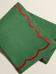 The Platera Set of 2 Green Wave Embroidery Border Napkins - Image 1 of 3
