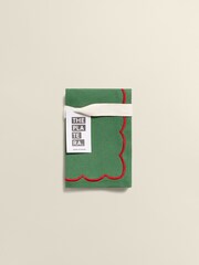The Platera Set of 2 Green Wave Embroidery Border Napkins - Image 3 of 3