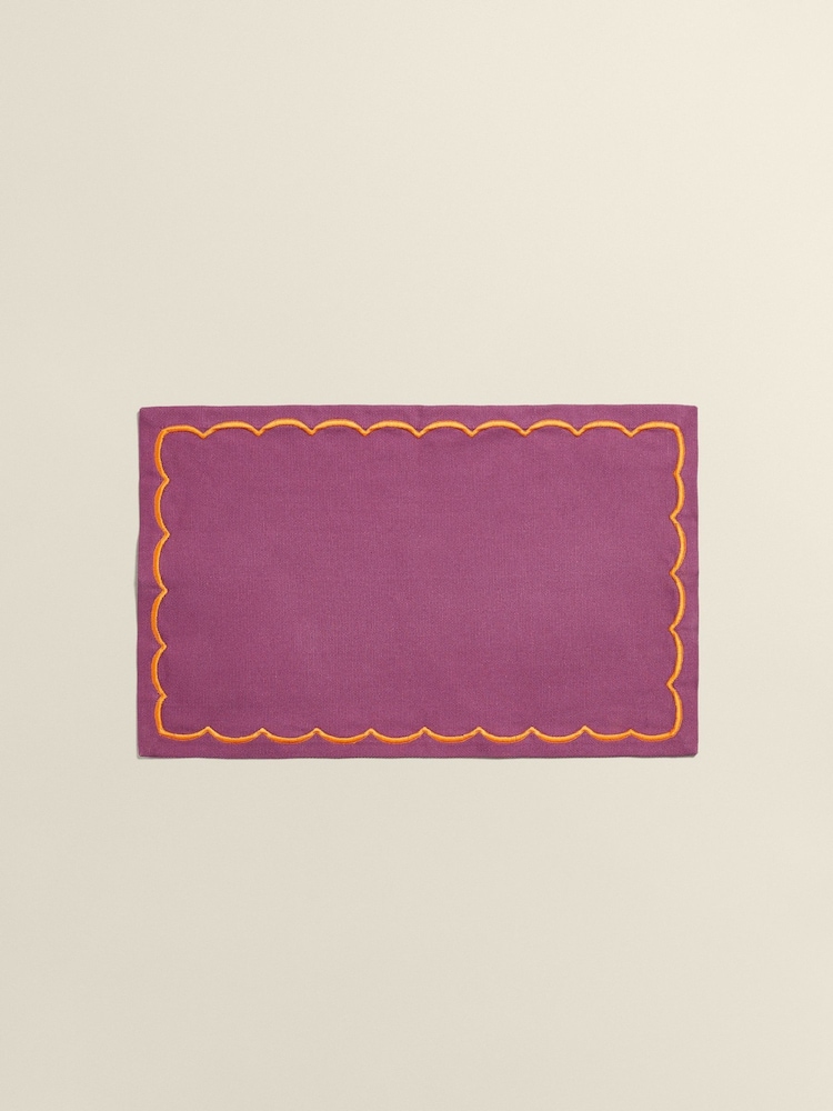 The Platera Pink Embroidery Placemat - Image 1 of 3 The Platera Pink Embroidery Placemat - Image 1 of 3
