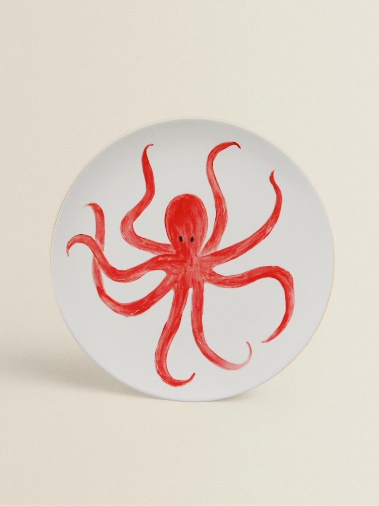 The Platera Red Marisco Pulpo Dinner Plate - Image 1 of 3 The Platera Red Marisco Pulpo Dinner Plate - Image 1 of 3