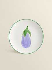 The Platera Green Veggies Aubergine Side Plate - Image 1 of 3