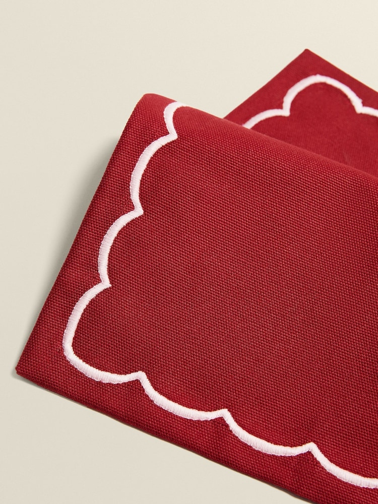 The Platera Red Embroidery Placemats - Image 2 of 3