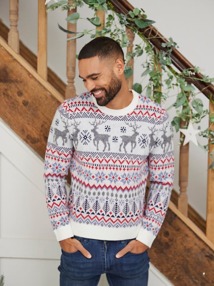 Society 8 Black Mens Fairisle Pattern Christmas Jumper - Image 1 of 1