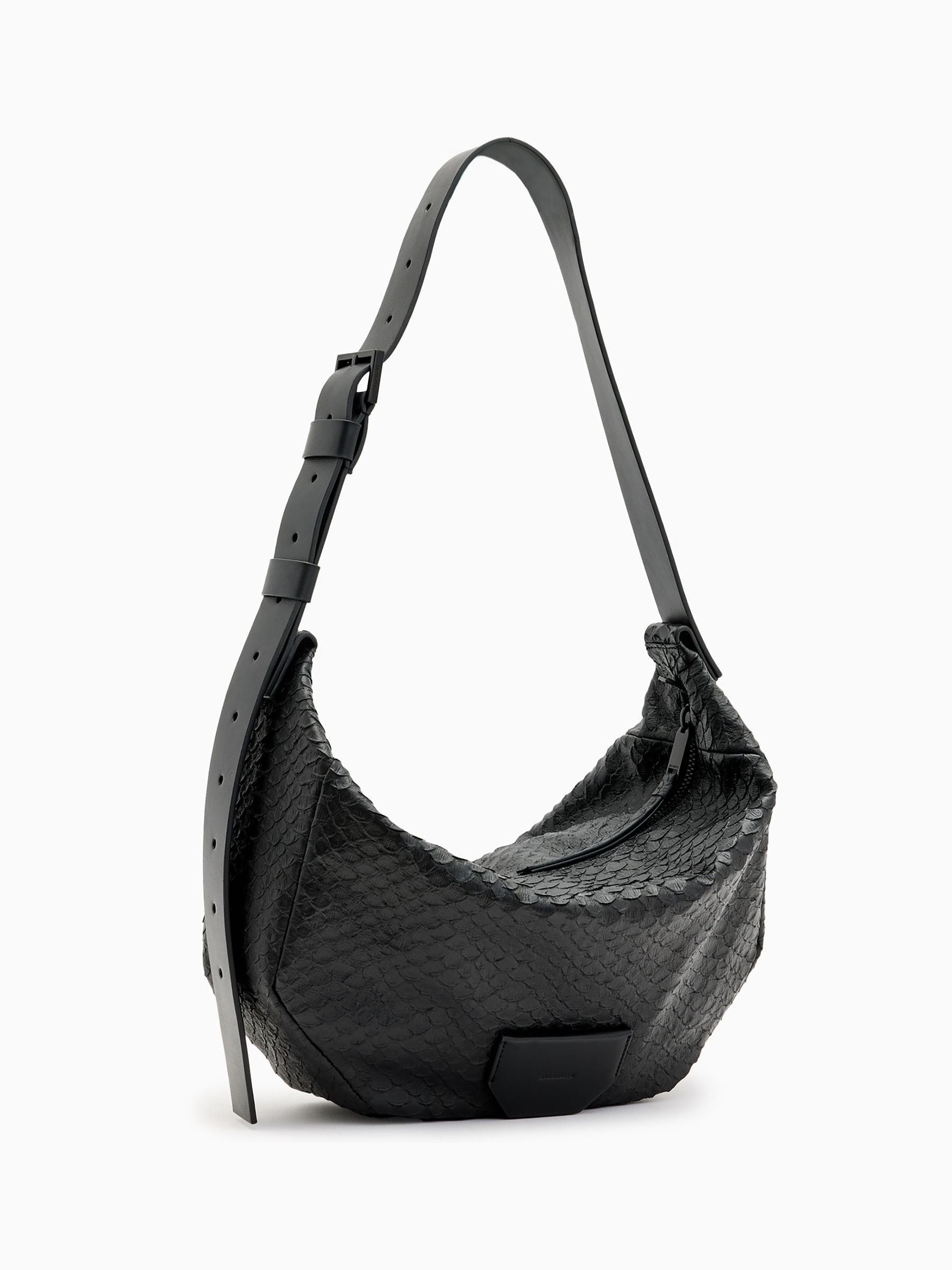 Buy AllSaints Black Madea Snake Effect Shoulder Bag from