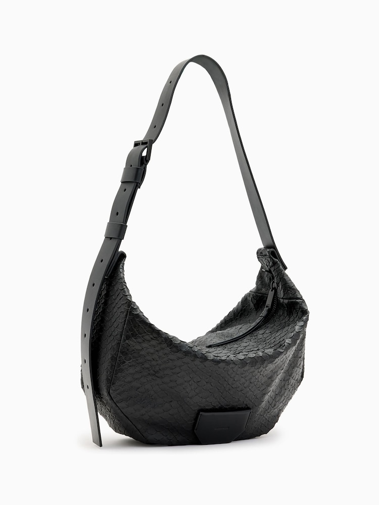 AllSaints Black Madea Snake Effect Shoulder Bag - Image 6 of 6