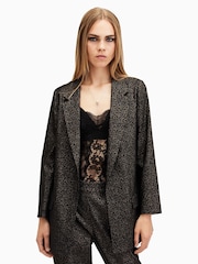 AllSaints Black Aleida Lux Blazer - Image 1 of 6