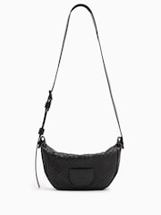 AllSaints Black Madea Snake Effect Cross-Body Bag - Image 1 of 6