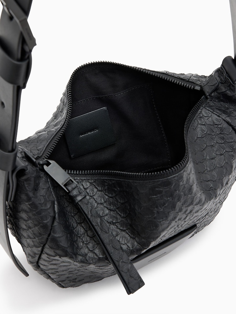 AllSaints Black Madea Snake Effect Cross-Body Bag - Image 2 of 6 AllSaints Black Madea Snake Effect Cross-Body Bag - Image 2 of 6