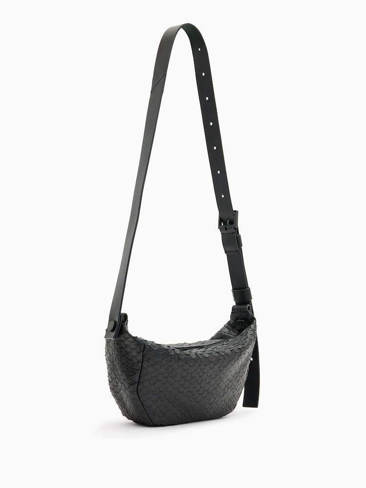 AllSaints Black Madea Snake Effect Cross-Body Bag - Image 6 of 6 AllSaints Black Madea Snake Effect Cross-Body Bag - Image 6 of 6