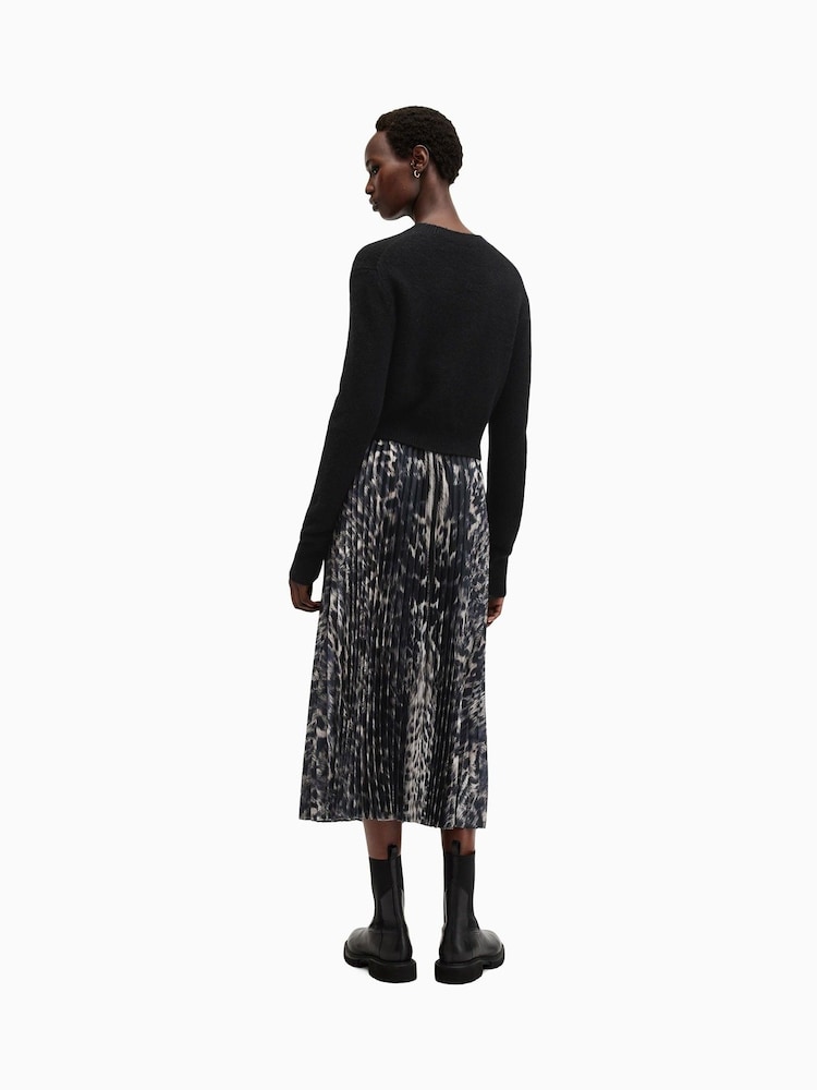 AllSaints Brown Jinx Pleated Dress - Image 2 of 9