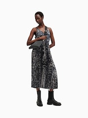 AllSaints Brown Jinx Pleated Dress - Image 5 of 9