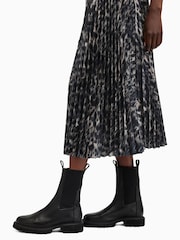 AllSaints Brown Jinx Pleated Dress - Image 7 of 9
