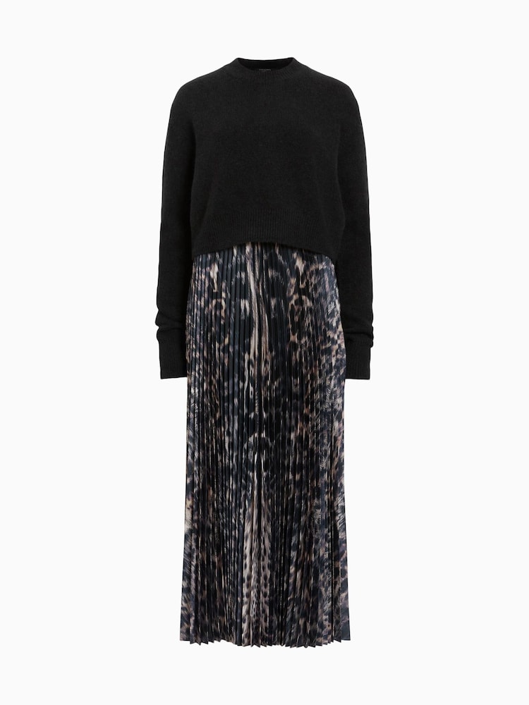 AllSaints Brown Jinx Pleated Dress - Image 9 of 9 AllSaints Brown Jinx Pleated Dress - Image 9 of 9