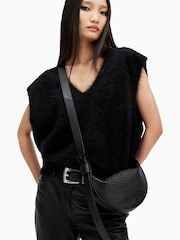 AllSaints Black Halfmoon Snake Xbody Bag - Image 1 of 8