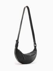 AllSaints Black Halfmoon Snake Xbody Bag - Image 4 of 8