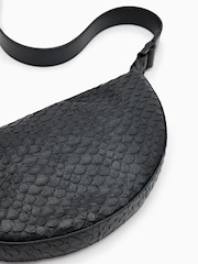 AllSaints Black Halfmoon Snake Xbody Bag - Image 8 of 8