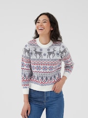 Society 8 Black Womens Fairisle Pattern Christmas Jumper - Image 3 of 4